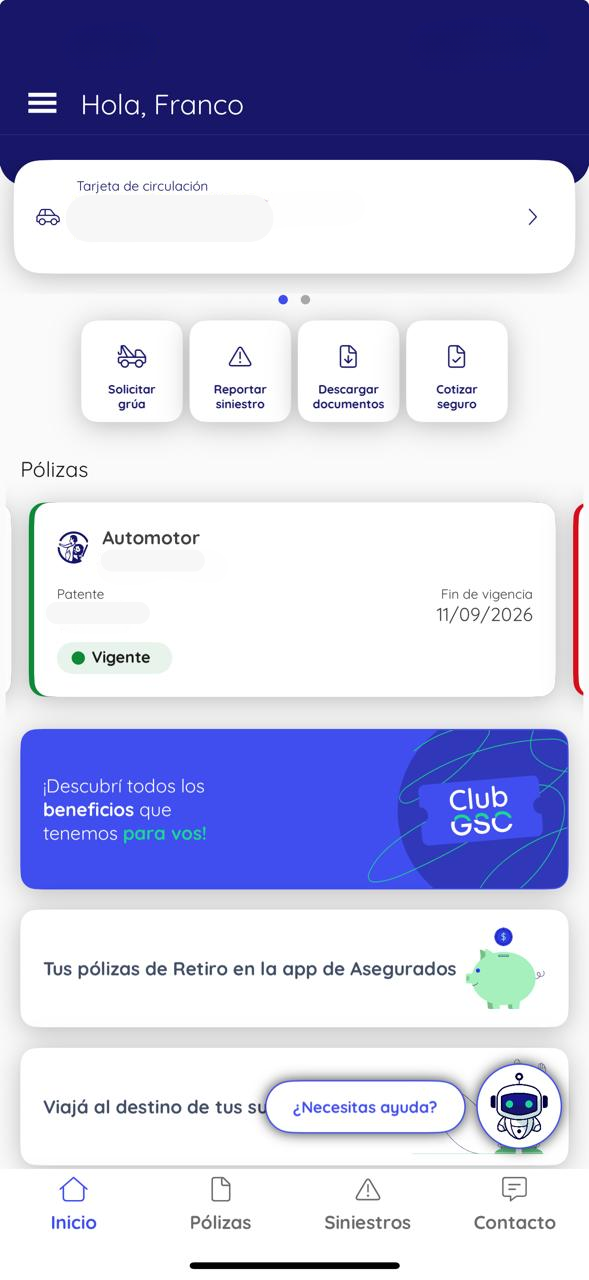 App San Cristóbal - Pantalla principal